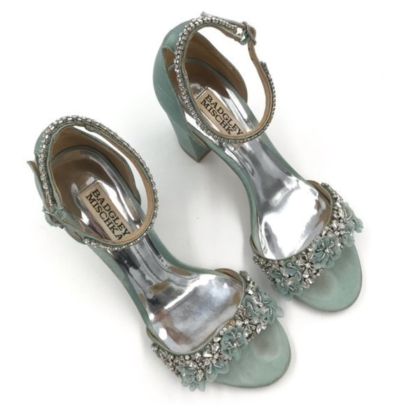 Badgley Mischka Embellished Ankle Strap Heels Size 6.5 - Picture 6 of 11